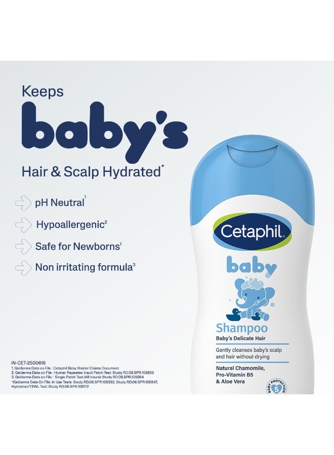 Cetaphil Baby Tear-Free Shampoo with Natural Chamomile & Aloe Vera 200 ml | Gentle Daily Cleanser for Newborns & Babies from Day 1 | pH Balanced, Hypoallergenic, Soap & Paraben Free - Image 2